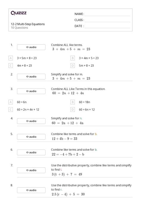 50+ Multi-Step Equations worksheets on Quizizz | Free & Printable