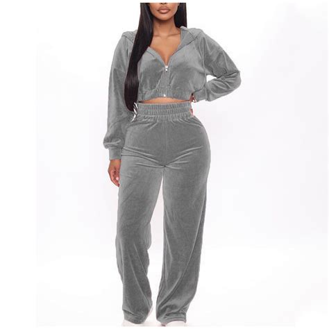 RYRJJ Velvet 2 Piece Outfits for Women Velour Tracksuits Sweatsuits Set ...