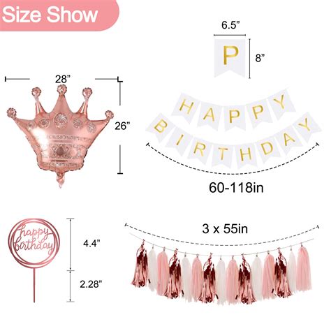 Rose Gold Birthday Decorations Set - KATBUU Gold White Happy Birthday ...