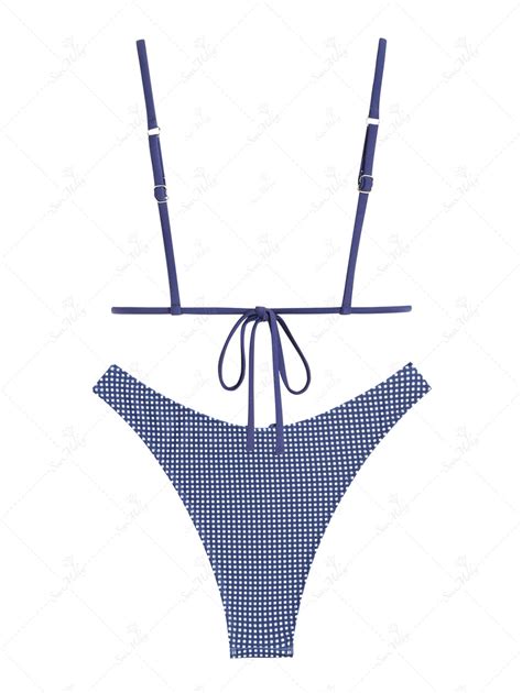 Seamolly Gingham Bow Decor Triangle Bikini Set