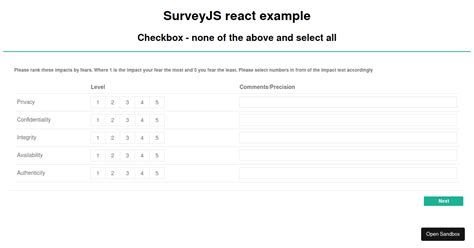 Surveyjs JavaScript Example 的图像结果