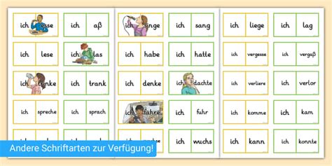 Verben im Präteritum: Übungen – Memory-Spiel für Kinder