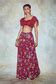 Crimson Red Leaf Print Crop Top Set