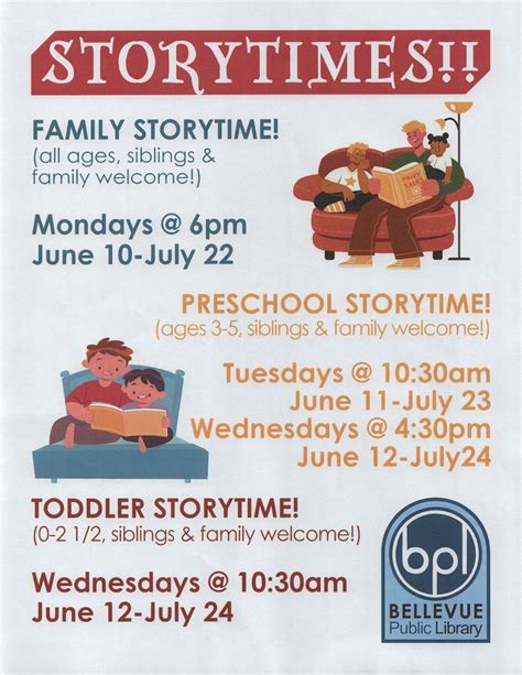 Summer Storytime Series! , Bellevue Public Library Children's Room, 10 ...