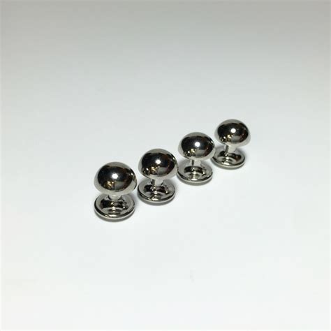 4 Silver Chrome Tuxedo Shirt Studs - TML