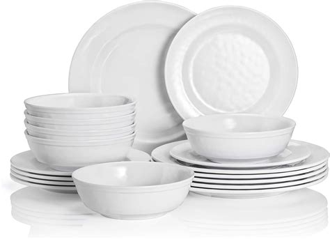 TP 18-Piece Dinnerware Set, Melamine Dinner Dishes Set with Bowls and ...