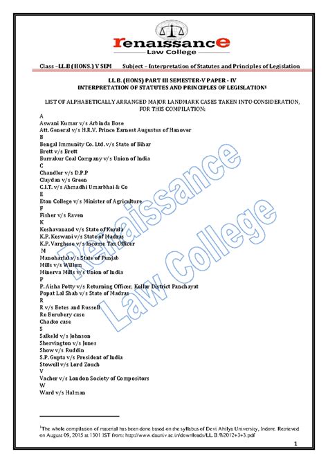 LL. (HONS) PART III SEM-V PAPER IV: Statutes Interpretation and ...