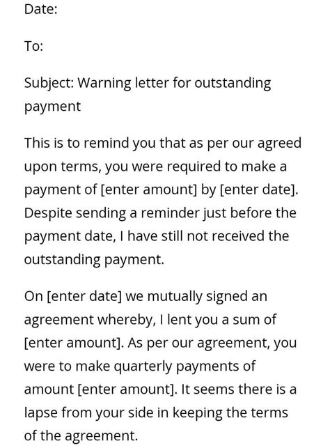 Write a Warning Letters for Outstanding Payment. - Brainly.in