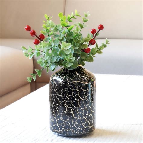 Metal Flower Vase | Black Crackled – Behoma