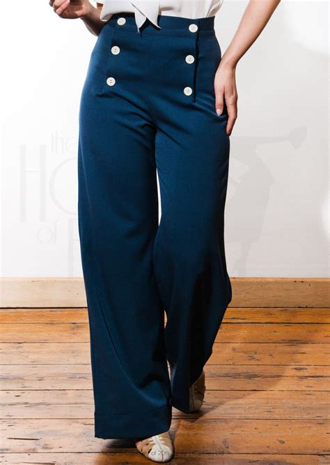 1930s 40s Style Sailor Pants in Airforce Blue | Pantalon à pont ...