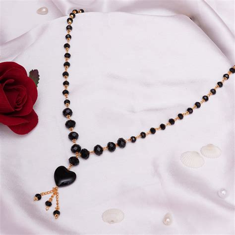 Black Crystal Gold Plated Necklace – Sanvi Jewels