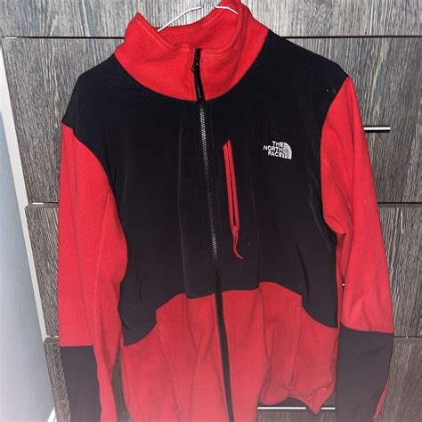 The North Face Men's Red and Black Hoodie | Depop