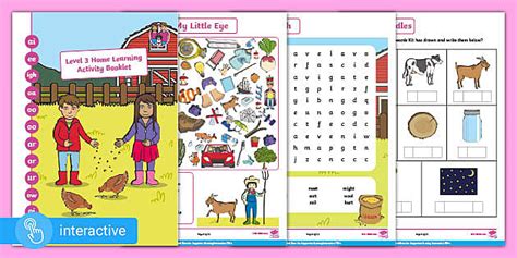 Interactive PDF: Phonics Home Learning Activity Booklet Level 3 Book 2