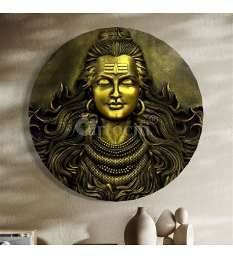 Buy Lord Shiva 18X18 Inches Round Relief Mural Online