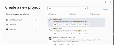 Image result for Visual Studio Worker Service