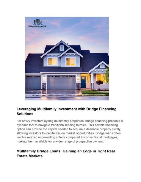 PPT - Bridging the Gap: Multifamily Loans For Acquisition and ...