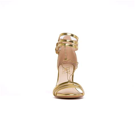 Latinaqueen Shiny Gold Heeled Sandals | XXIV Carats Paris
