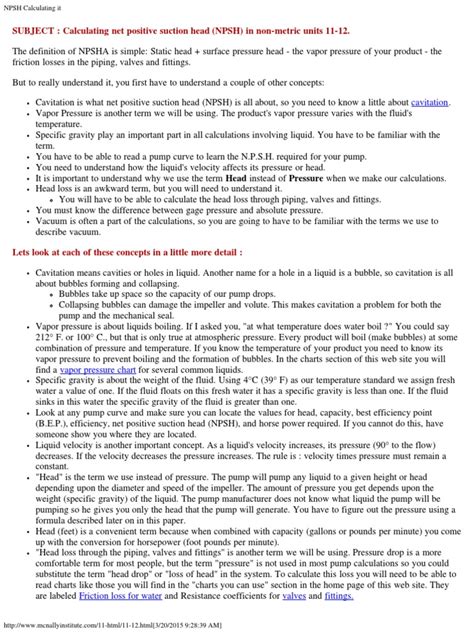 Image result for NPSH Example Problems