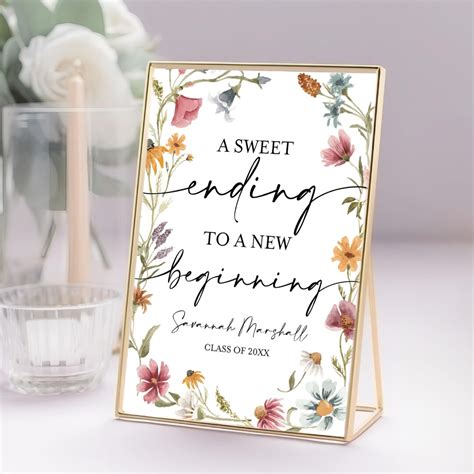Wildflower Graduation, A Sweet Ending to A New Beginning Sign Printable ...