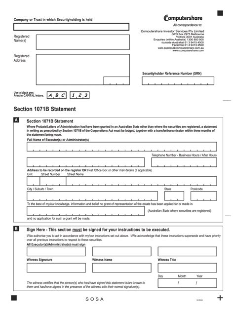 Computershare Section 1071B Statement Form - Fill Online, Printable ...