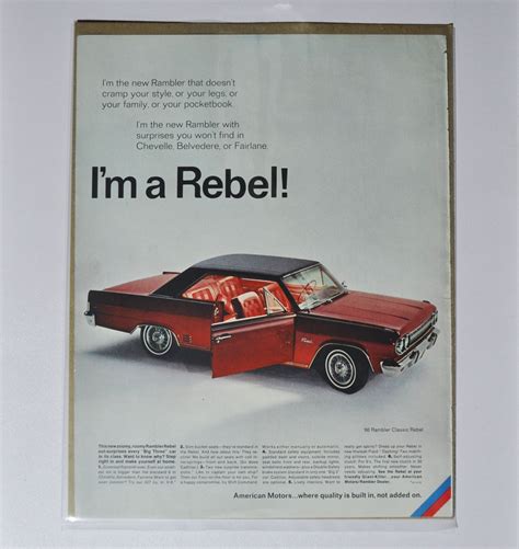 Large Car Ad 1966 AMC Rambler Classic Rebel (american Motors Company Classic Old Photo ...