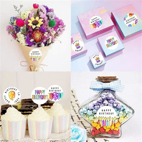 Buy 500pcs 1.5 Round Waterproof Birthday Sticker Labels Self Adhesive ...