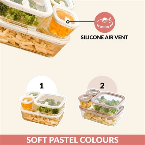 Vento Food Storage Container Set Of 4 220ml 1320ml 2500ml Cream Online ...