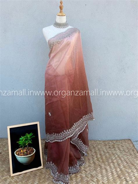 Cut Handwork Border On Red Pure Organza Saree – Organza Mall