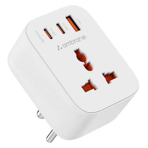 Ambrane 33W Fast Charging MultiPort Wall Adapter with Universal 2500W ...