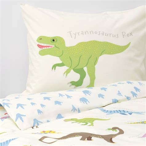 JÄTTELIK duvet cover and pillowcase, Dinosaurs/white, 150x200/50x80 cm ...