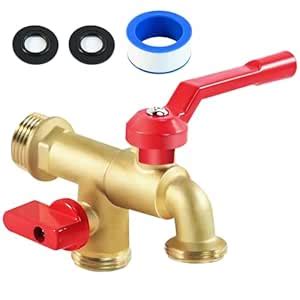 Pyntop Outdoor Double Taps Water Faucet, Garden Hose Splitter 2 Way, 3/ ...