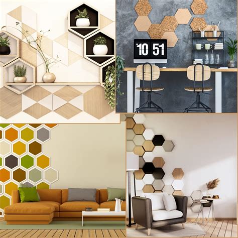 Buy 6 Pack Unfinished Wooden Hexagon Cutouts 12 x 10.2 Inch Wooden ...