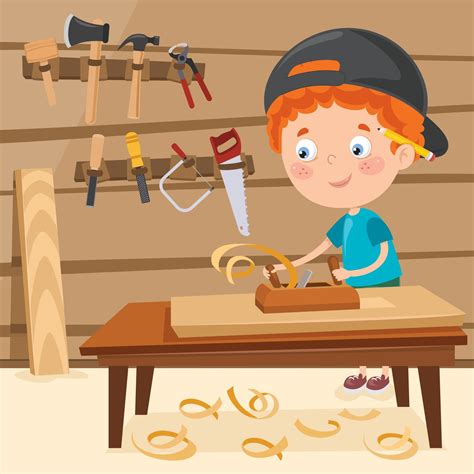 Download Little Cartoon Carpenter Working With Woods for free ...