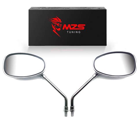 MZS Cruiser Motorcycle Mirrors Chrome, Touring Rear View Side Mirror ...
