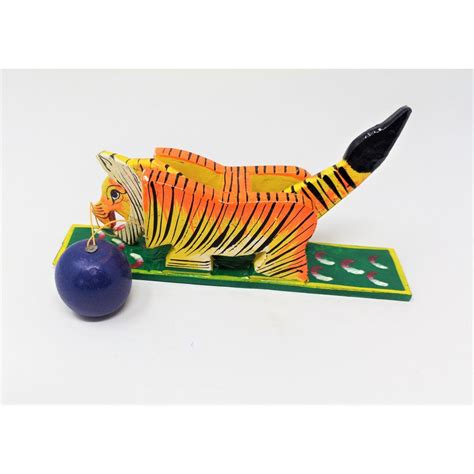 Buy Handcrafted Wooden Up & Down Tiger Toy (1-4 Years) on Snooplay India