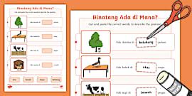 Prepositions Read and Draw Activity - Indonesian - Twinkl
