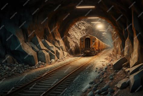 Premium AI Image | A train going through a tunnel with lights on the ...