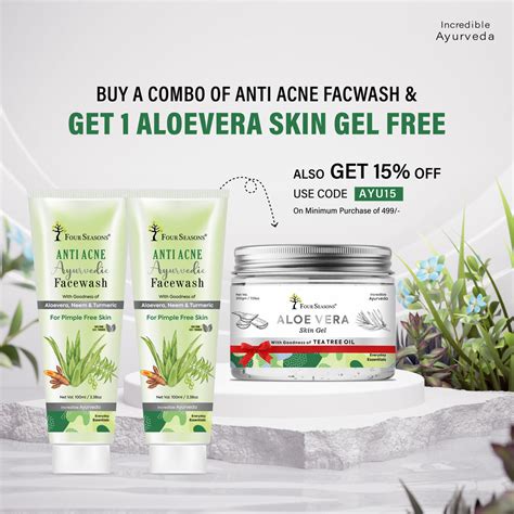 BUY Anti Acne Ayurvedic Facewash ( Pack Of 2 ) & GET 1 Aloe vera Skin ...