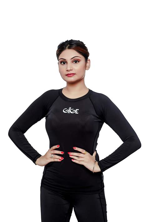 GIGE Compression Top Ladies Long Sleeves (XX-Large) Black : Amazon.in ...