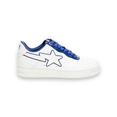 bapestas white & navy patent leather – fashioncage