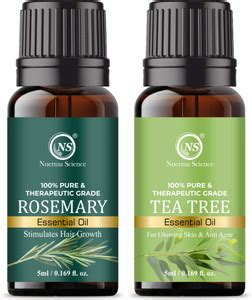 Nuerma Science 100% Rosemary| Tea tree Essential Oil Pack of 2 Hair Oil ...