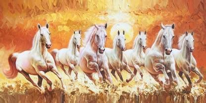 lucky seven horses running at sunrise ll 7 horse vastu poster in vinyl ...