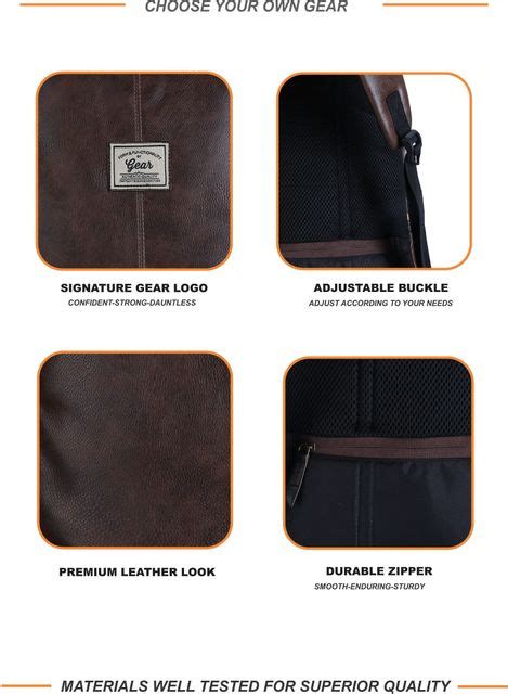 Gear CLASSIC ANTI THEFT FAUX LEATHER 20 L Laptop Backpack BROWN-BLACK ...