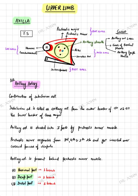 Upper Limb Anatomy Notes - UPPER LIMB AXILLA by Ashwini Sir - Studocu