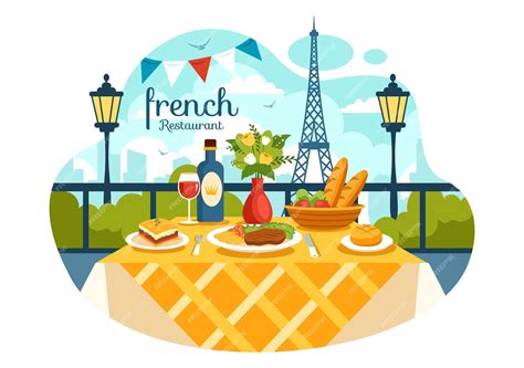 Premium Vector | French cuisine restaurant illustration with various traditional or national ...