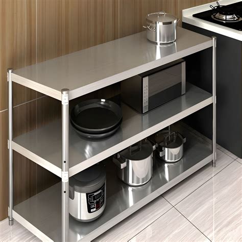 Modern Stainless Steel Bakers Rack with Microwave Shelf & Adjustable ...