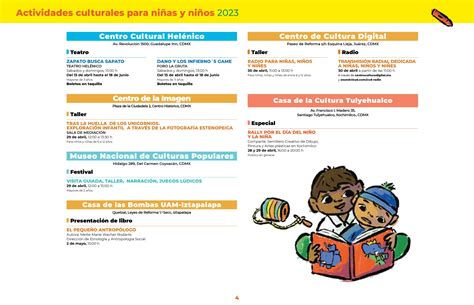 Actividades culturales para niñas y niños | Secretaría de Cultura ...