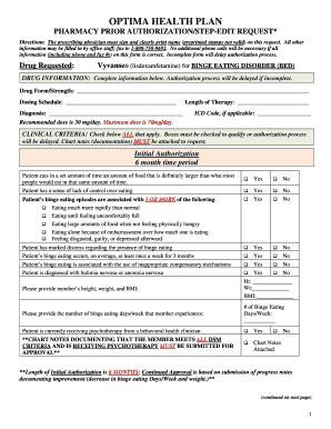 Fillable Online (Binge Eating Disorder) - Optima Health Fax Email Print ...