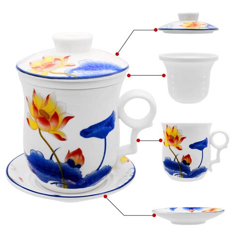 Buy Tea Talent Porcelain Tea Cup with Infuser Lid and Saucer Sets ...