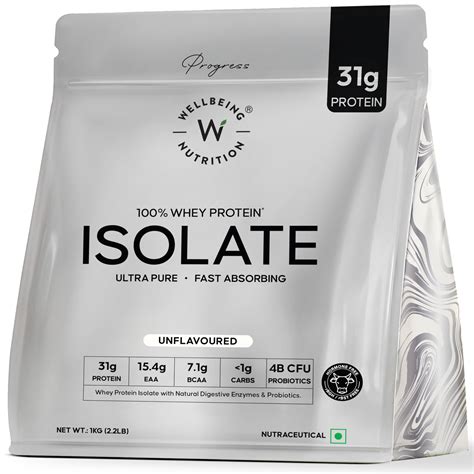 Wellbeing Nutrition 100% Whey Protein Isolate (Unflavoured) | 31g ...